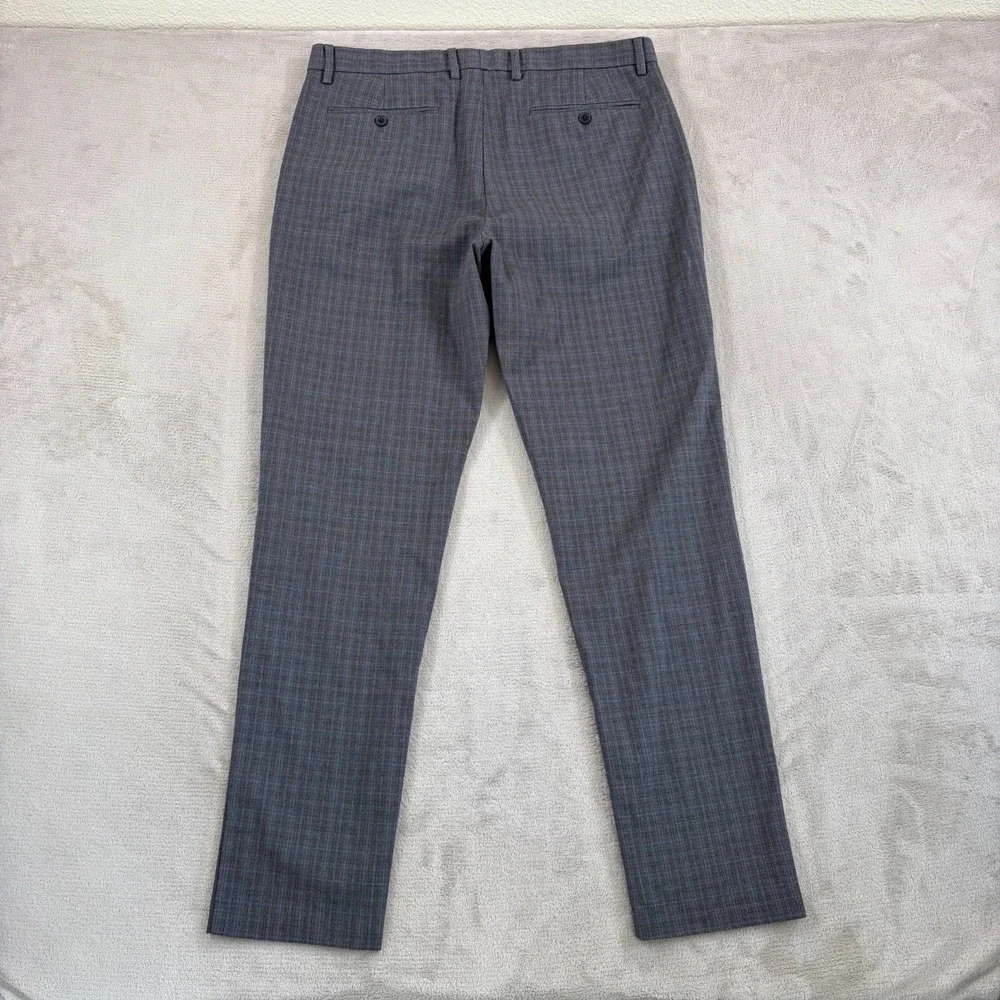Banana Republic Slim‎ Tapered Fit Trouser Pants in Grey Plaid Men 36x33 Preppy